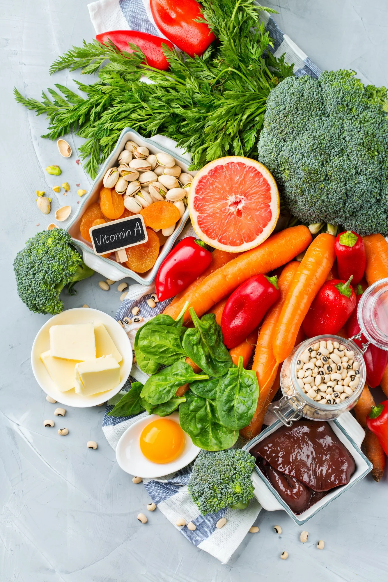 Balanced clean eating nutrition, food rich in vitamin a Balanced clean eating nutrition, food rich in vitamin a